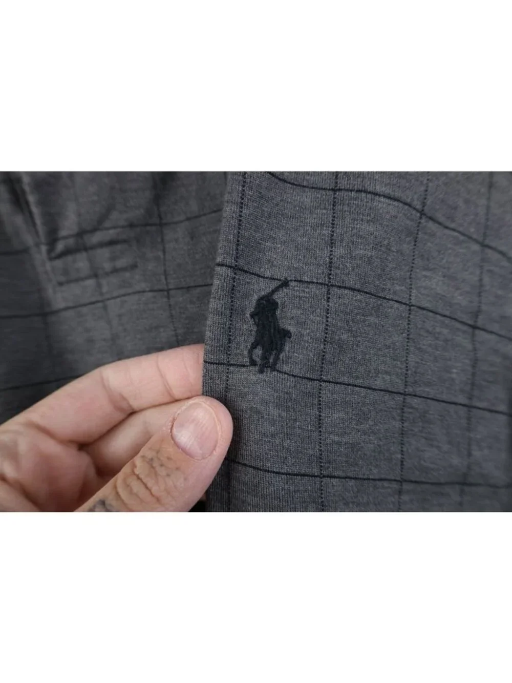 Vintage 90s Ralph Lauren Mens Large Faded Knit Collared Long Sleeve Polo Plaid